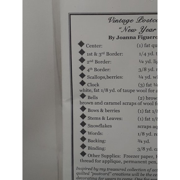 Fig Tree Quilt Pattern Vintage Postcard "NEW YEAR's WISHES" 22 x 28 Wall-hanging - Picture 5 of 8